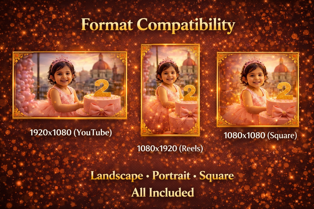 Divine Sanskrit Birthday Video Kit – Premium Golden Frame + Particle Overlay Bundle (Commercial License Included)